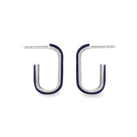 BLUE ENAMEL HOOPS - Øreringe sølv