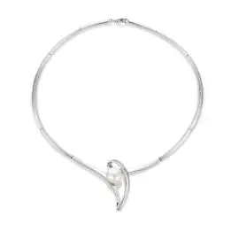 45CM SØLV HALSCOLLIE MED FERSKVANDS PERLE - SMYKKER