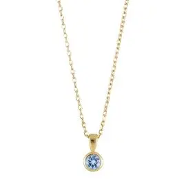 FORGYLDT KÆDE MED BLÅ STEN - Halskæde