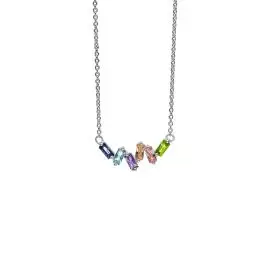 HALSKÆDE MED FARVEDE STEN - Halskæde sølv