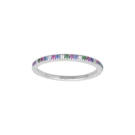 EZRA NOR 1,8 MM. RHODINERET SØLVRING MED MULTICOLOR ZIRKONIA - Ringe sølv
