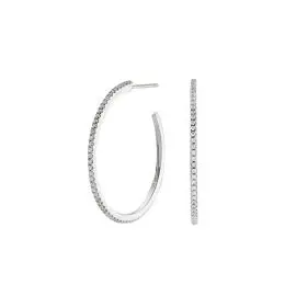 ADINA NOR 28MM TYNDE HALVCREOLER MED ZIRKONER - Øreringe sølv