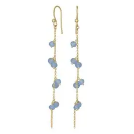 SWEETS52 FORGYLDT ØREBØJLE MED BLÅ CHALCEDON - Nordahl