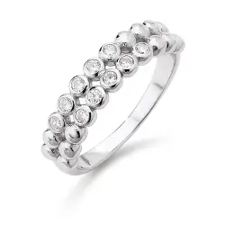 SØLV RING MED KUGLER &amp; KLARE STEN - SALE SMYKKER