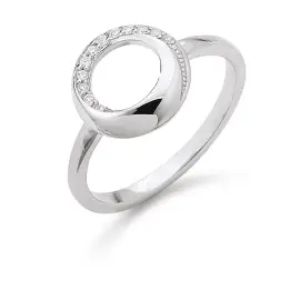 SØLV CIRKEL RING MED KLARE STEN - SALE – 50%