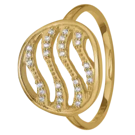 8 KARAT BØLGE RING MED KLARE STEN - SMYKKER