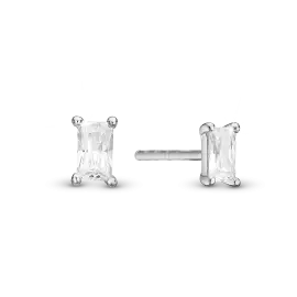 CHRISTINA DESIGN WHITE BAQUETTE ØRESTIKKER - Øreringe sølv