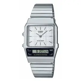 CASIO VINTAGE SØLV UR MED HVID URSKIVE - Casio