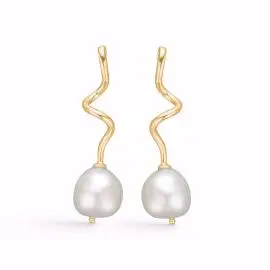 SPIRAL ØRERINGE MED PERLE - Øreringe forgyldt