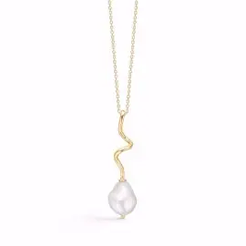 SPIRAL HALSKÆDE MED PERLE - Halskæde forgyldt