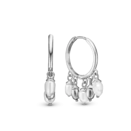 MAGIC PEARL CREOL - Øreringe sølv