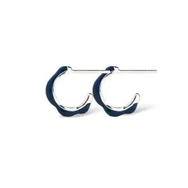 BALANCE ENAMEL NAVY  BLUE HOOPS - Øreringe sølv