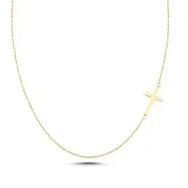14 KARAT HALSKÆDE MED KORS - SMYKKER